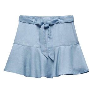 ZARA TIED DENIM SKORT